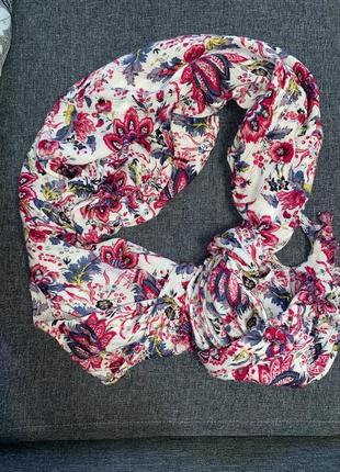 Легкий цветочный шарф женский, шарф в цветочный принт