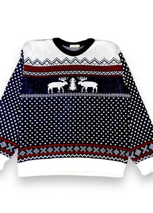 Винтажный новогодний / рождественский свитер с оленями 🦌