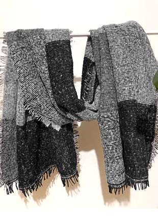177 x 71 см шарф довгий широкий зимовий теплий жіночий сіро-чо...