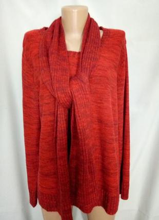 Стильний светр з шарфом, великий розмір №6kt