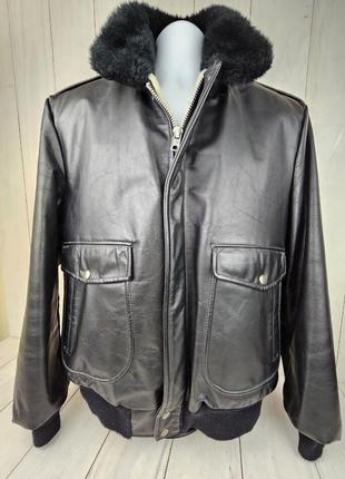 Куртка кожа,g-1. cooper black leather bomber jacket 42l.под за...