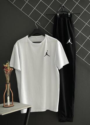 Штани чорні jordan (двонитка) + футболка біла jordan