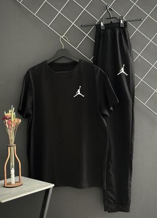 Штани чорні jordan (двонитка) + футболка чорна jordan