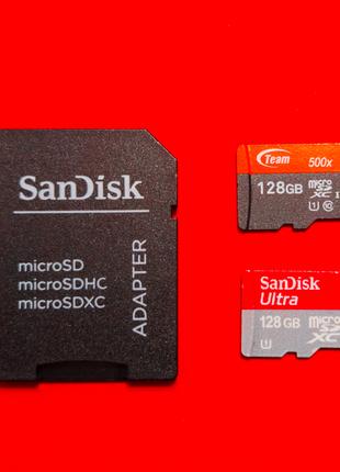 Карта памяти microSD hc 128 GB + SD Sandisk adapter