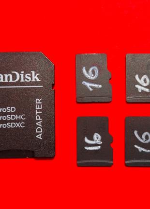 Карта памяти microSD hc 16 GB + SD Sandisk adapter