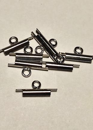 Зажим-слайдер д/браслетов Miyuki, 10 мм, серебро (1 шт)