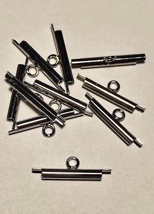 Зажим-слайдер д/браслетов Miyuki, 15 мм, серебро (1 шт)