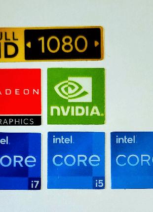 Набор наклеек для ноутбука Core i3, Core i5, Core i7, AMD Rade...