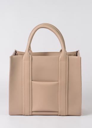 Женская сумка бежевая сумка тоут сумка классическая сумка базовая