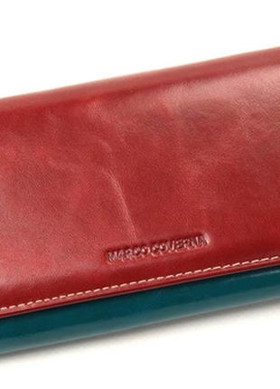 Женский кожаный кошелек marco coverna (2-1014-2) красно-бирюзовый