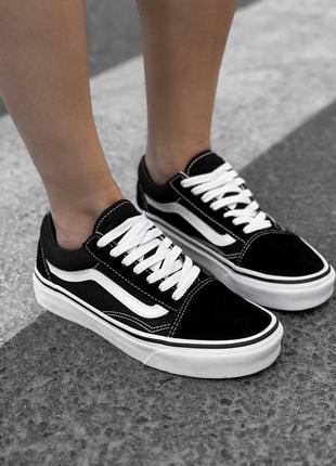 Женские кроссовки vans old skool classic black white