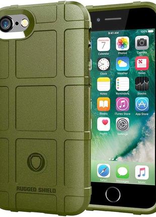 Противоударный чехол бампер Shield для iPhone 7 8 зеленый рези...