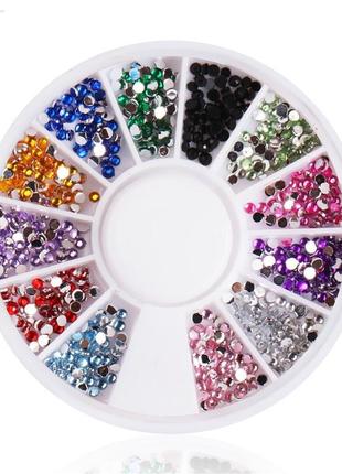 Камни для дизайна ногтей разноцветные (карусель маленькая)