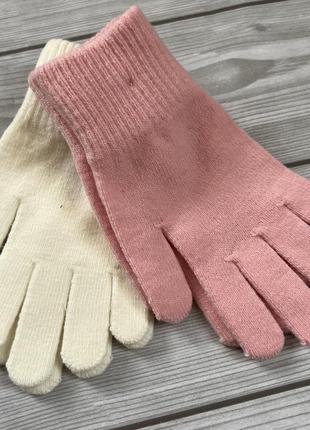 Перчатки для девочки молочные розовые 8-12 р c&amp;a