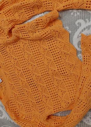 Вязаный оранжевый топ,свитер,размер м-л