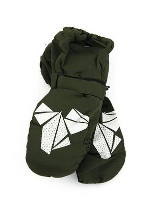 Зелені, хакі дутіки, рукавички для снігу, краги