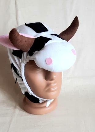 Корова бычок велюровая карнавальная шапочка