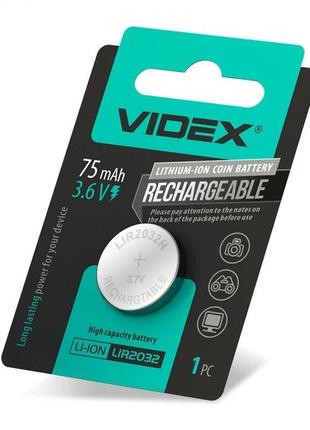 Акумулятор літієвий Videx Lir 2032, 1 штука в блістері