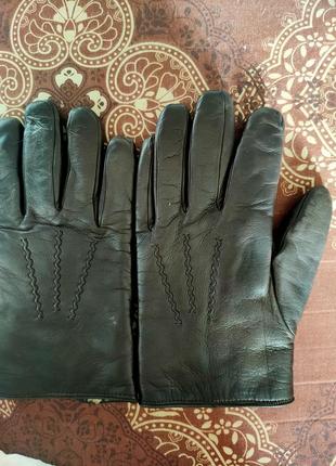 Кожаные зимние мужские перчатки