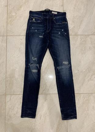 Дизайнерские джинсы g-star raw lancet skinny синие мужские брюки