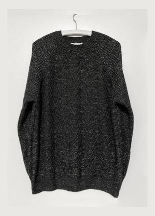 L мужской свитер теплый зимний реглан черный серый свитер