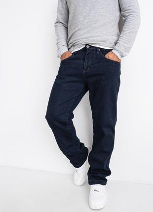 Тёплые джинсы штаны мужские синие на флисе зимние