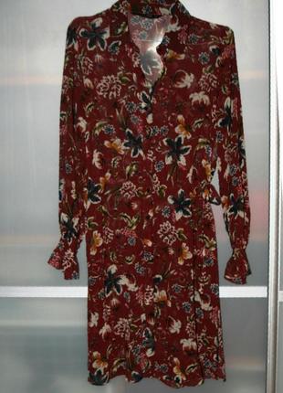 Полупрозрачное платье-халат цветы zara шифон