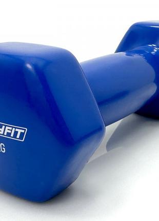 Гантель для фитнеса 1.5 кг EasyFit с виниловым покрытием синяя
