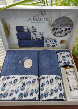 Набор махровых полотенец La Maison Esme 3шт. + ароматический с...