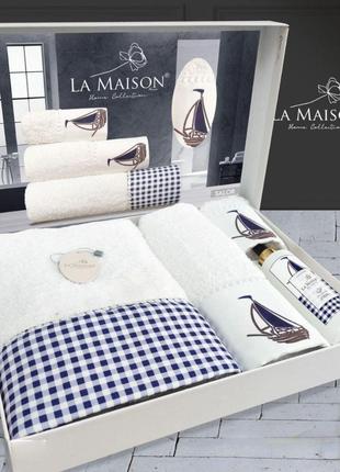 Набор махровых полотенец La Maison Salor 3шт. + ароматический ...