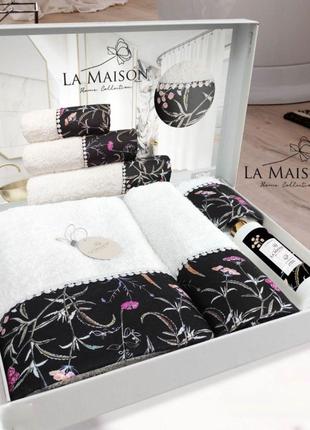 Набор махровых полотенец La Maison Nomi 3шт. + ароматический с...