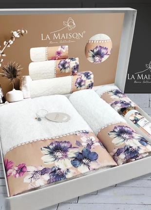 Набор махровых полотенец La Maison Tina 3шт. + ароматический с...