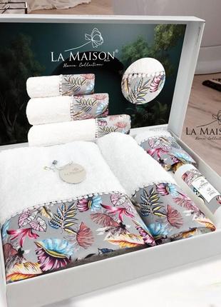 Набор махровых полотенец La Maison Gale 3шт. + ароматический с...