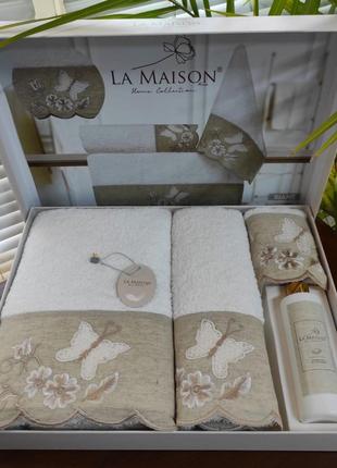 Набор махровых полотенец La Maison Biane 3шт. + ароматический ...