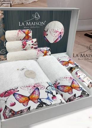 Набор махровых полотенец La Maison Aster 3шт. + ароматический ...