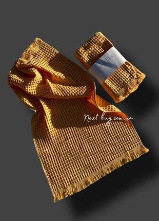 Набор хлопковых плетеных полотенец Luppura yellow для бани и л...