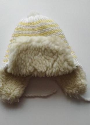 Очень теплая зимняя шапка на малыша унисекс 0-3мес