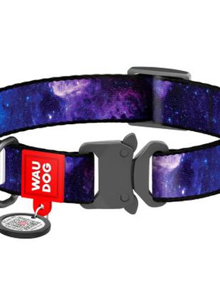 Нашийник для тварин WAUDOG Nylon з QR-паспортом "NASA21" метал...