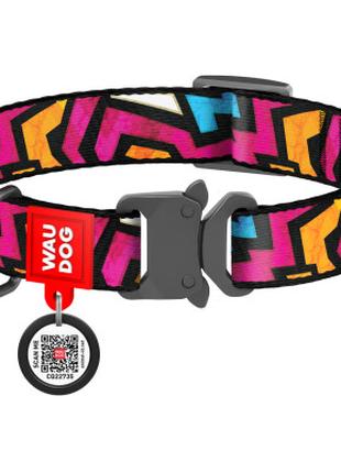 Нашийник для тварин WAUDOG Nylon з QR-паспортом "Графіті" мета...