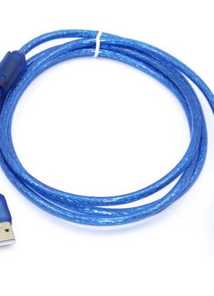 Кабель USB 2.0 RITAR AM/BM, 1.8m, 1 феррит, прозрачный синий