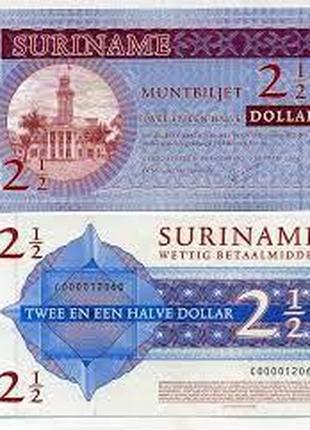 Суринам 2 1/2 доллара 2004 Парамарибо Pick 156 бумага UNC