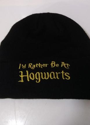 Трикотажная шапка демисезонная hogwarts цвет черный/унисекс