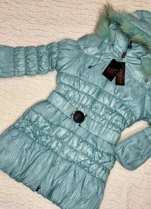 Зимнее пальто пуховик для девочки 152-158