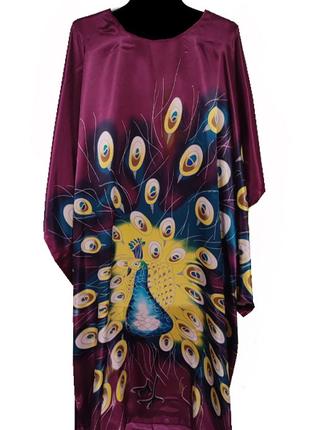 шелковое платье кимоно павлин