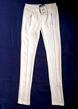 Белые плотные трикотажные штаны брюки punkidz франция на 14 ле...