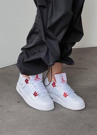 Жіночі кросівки nike air jordan 4 white/red