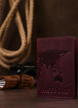 Обложка на паспорт кожаная бордовый