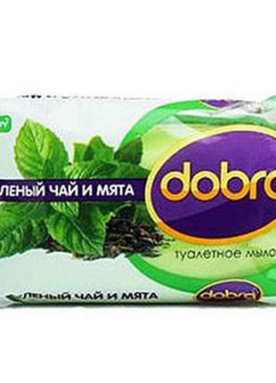 Мыло туалетное твёрдое косметическое ТМ Dobra Зеленый чай и мя...