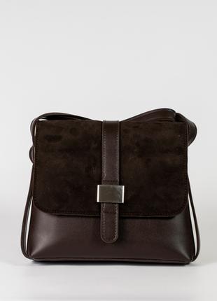 Женская сумка коричневая сумка замшевая сумка кроссбоди клатч