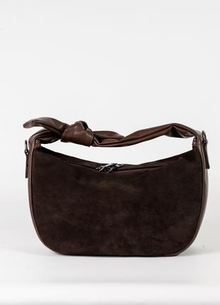 Женская сумка коричневая сумка замшевая сумка полукруг сумка